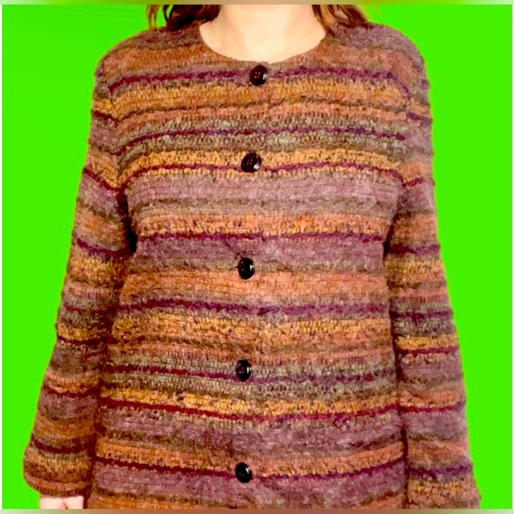 First Option Vintage Tapestry Like Warm-Toned Cardigan| women | size:M